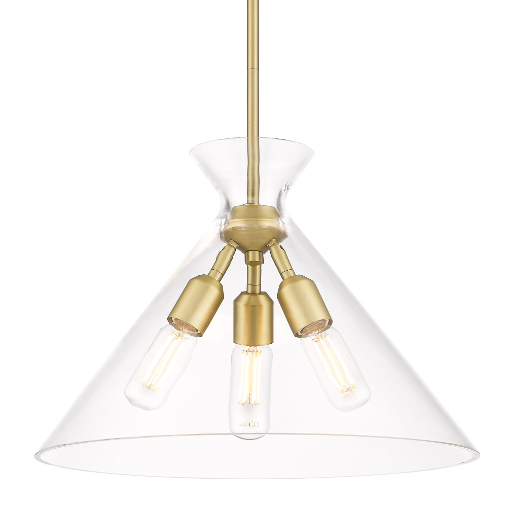 Golden Lighting Malta 3-light Pendant in Brushed Champagne Brass